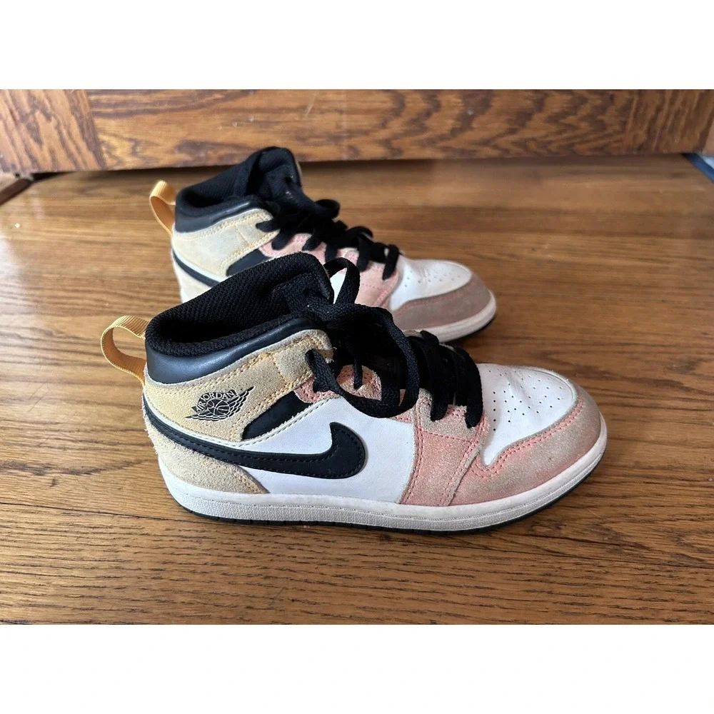 Nike Youth Air‎ Jordan 1 Mid SE GS Shoes Flight Club Yellow Orange DX4365-800 1Y - Picture 5 of 9